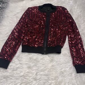 Starlette red sequin Bomber jacket